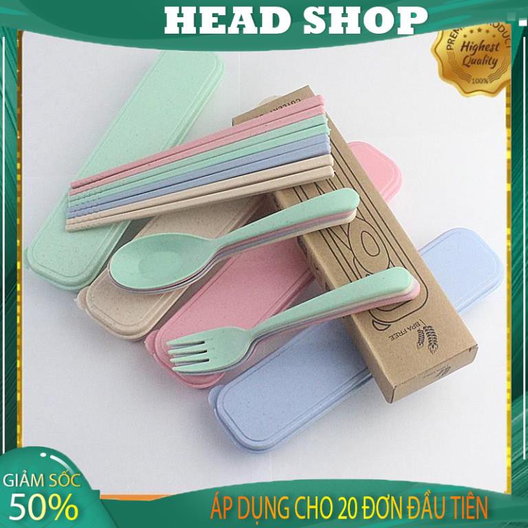 Bộ hộp 3 món Thìa Đũa Dĩa Lúa Mạch Ăn Trưa Văn Phòng TD1 Sản phẩm giao ngẫu nhiên màu HEAD SHOP