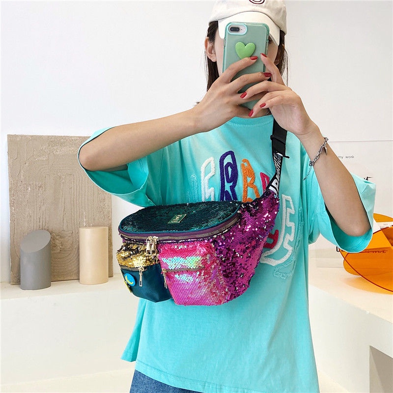 Túi Đeo Chéo Vai Đính Sequin Màu Gradient Thời Trang Dành Cho Nữ