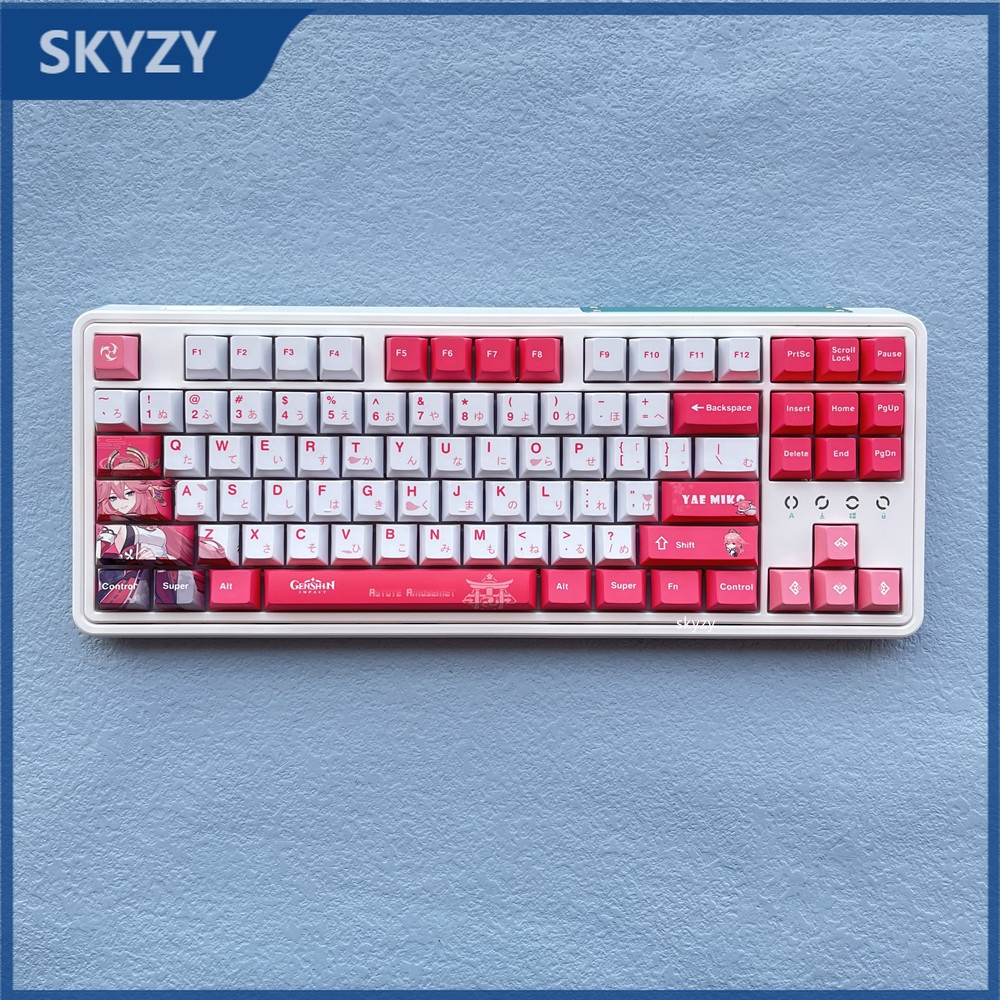 133 Phím Yae Miko Keycaps Cherry Profile Genshin Impact Anime PBT DYE SUB Bàn phím cơ Keycap