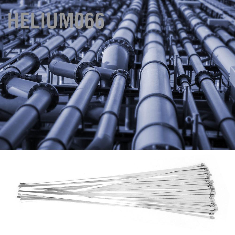 Cáp thép không gỉ Tie Kim loại Tự khóa Dây quấn Zip 100 chiếc 4.6 * 450mm Helium066