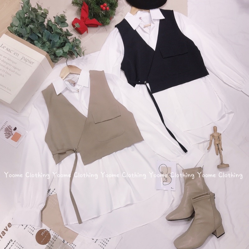 Set gile kèm sơ mi giấu quần chất kate có thể tách rời cho nữ Yoome Clothing ( ảnh thật tại shop )