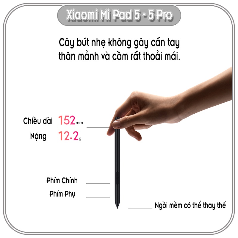 Bút cảm ứng Xiaomi Stylus Pen cho Mi Pad 5 - 5 Pro M2107K81PC - Hàng Nhập Khẩu