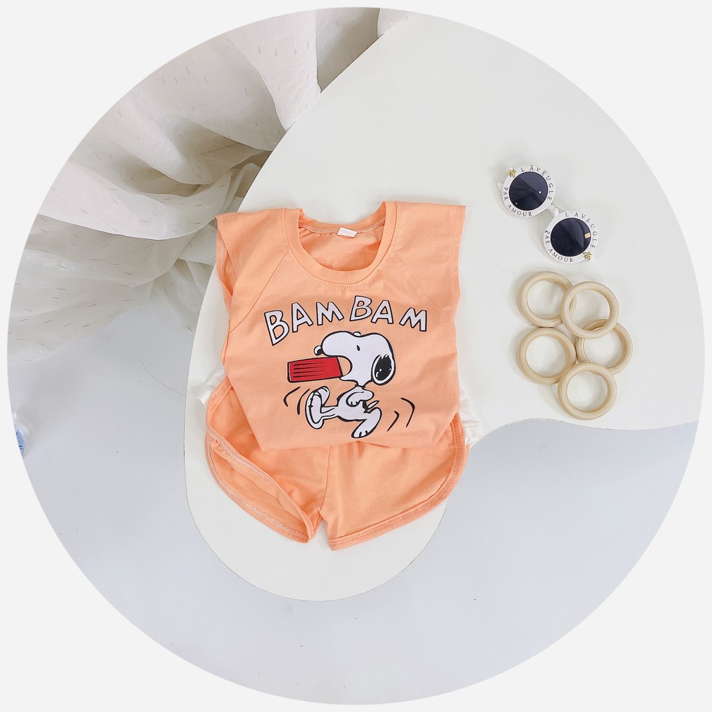 Bộ Quần Áo Trẻ Em 3 Lỗ Hình Snoopy BAM BAM Cho Bé Chất Liệu COTTON Cao Cấp Size Từ 10-20KG MÃ BL10