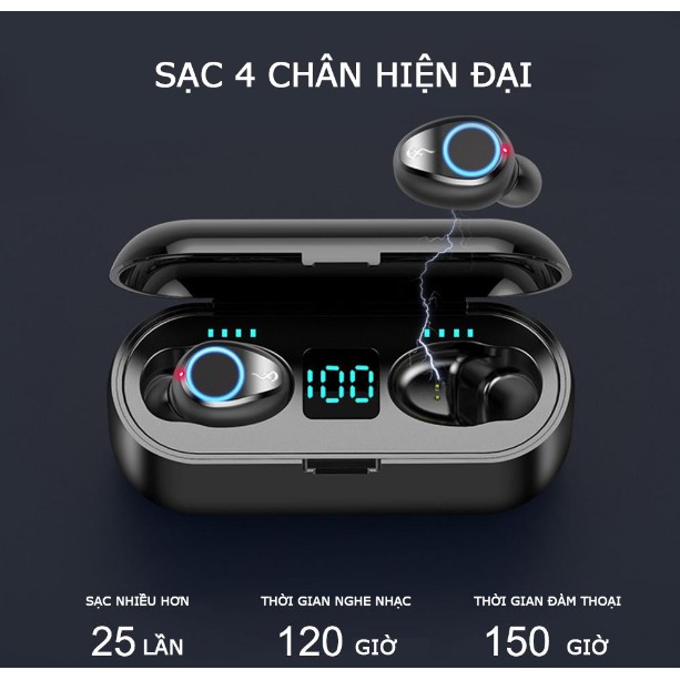 Tai Nghe Bluetooth Kiêm Sạc Dự Phòng AMOI F9 TWS 5.0 9D BẢN QUỐC TẾ Cảm Ứng Chạm-Chống Nước-Chống Ồn | BigBuy360 - bigbuy360.vn