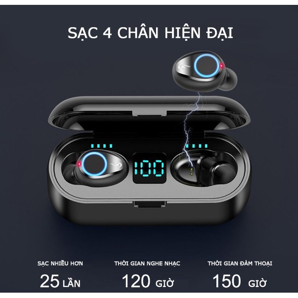 Tai Nghe Bluetooth Kiêm Sạc Dự Phòng AMOI F9 TWS 5.0 9D BẢN QUỐC TẾ Cảm Ứng Chạm-Chống Nước-Chống Ồn