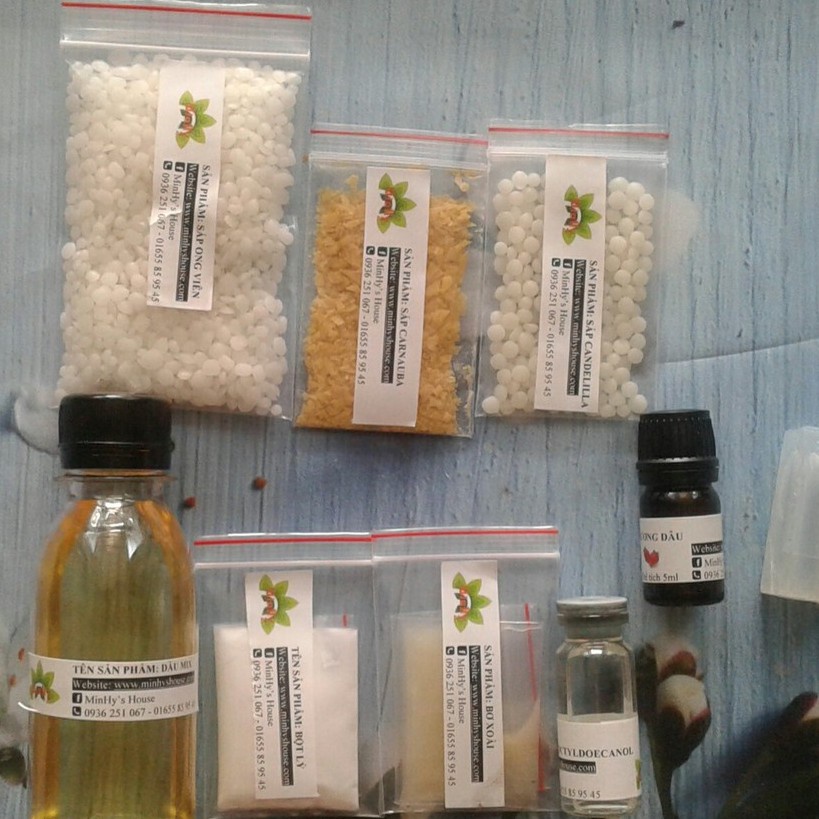 Bô Set nguyên liệu mỹ phẩm tự làm 20 cây son sáp lì