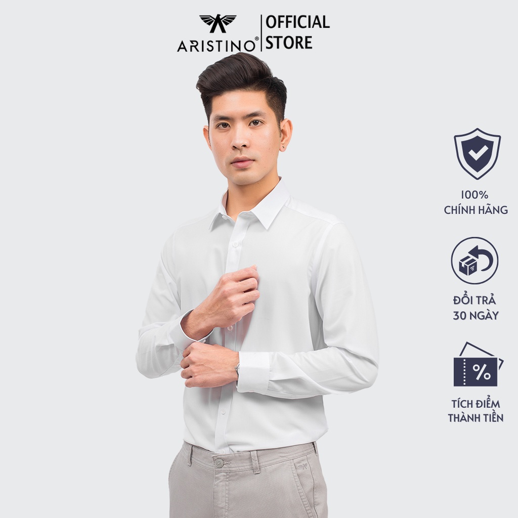 Áo sơ mi trắng dài tay ARISTINO kiểu dáng ôm nhẹ thanh lịch, phù hợp mọi sự kiện - ALSR04