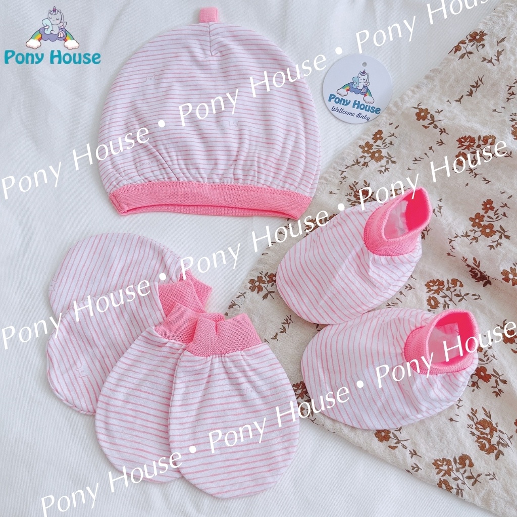 Set Bao Tay, Bao Chân, Mũ Miomio - Phụ Kiện Đầy Đủ Bao Tay, Bao Chân, Mũ Chất Cotton Mềm Mịn Cho Bé Trai, Bé Gái Sơ Sinh