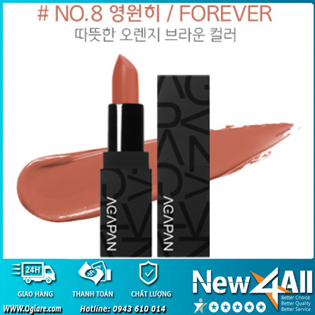 Son thỏi Agapan màu #08 Pit a Pat Lipstick (Tone nâu đất) + Tặng kèm dây buộc tóc