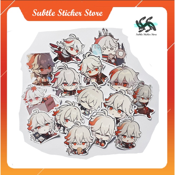 - Set 10/15 cái Sticker Kazuha game Genshin Impact  hình dán chibi trang trí vali, laptop siêu đẹp