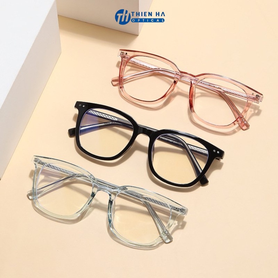 Gọng kính nam nữ THIÊN HÀ OPTICAL nhựa Acetate cao cấp dáng vuông càng mảnh lõi thép chắc trẻ trung nhiều màu TH17133