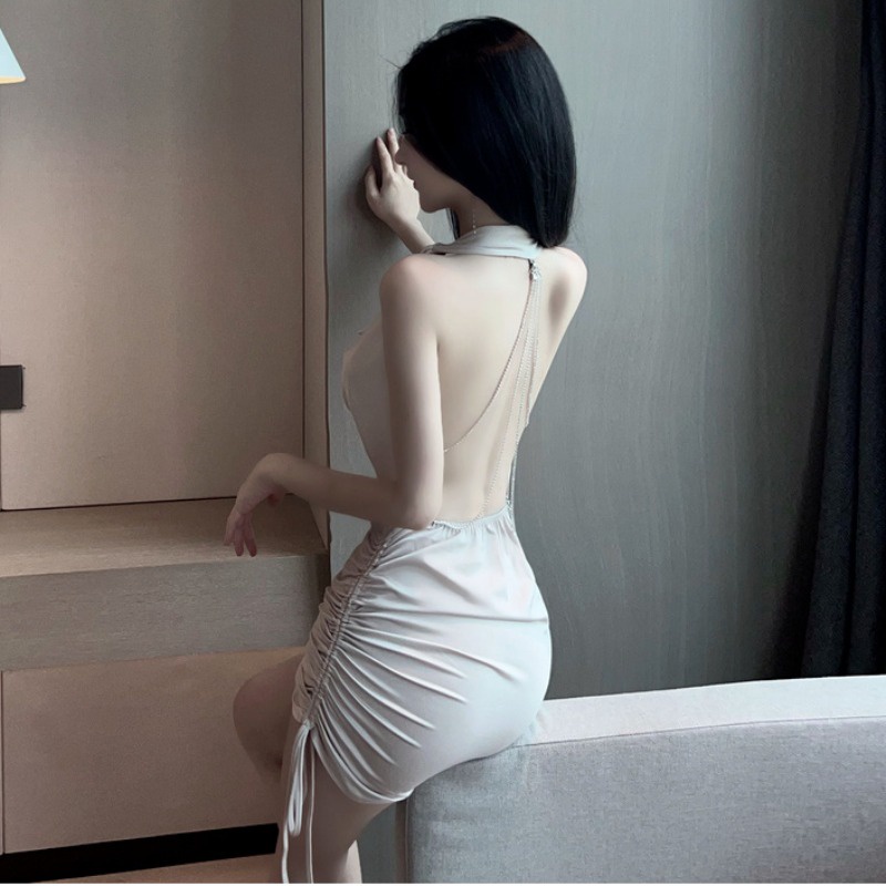 Đầm Dây Rút Ôm Hông Màu Trơn Quyến Rũ Thời Trang Dự Tiệc 02ND