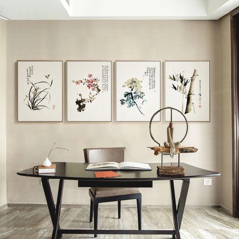Klassieke Tranh Vải Bạt Treo Tường Trang Trí In Hình Hoa Lan / Cây Cối / bamboe Muur Foto