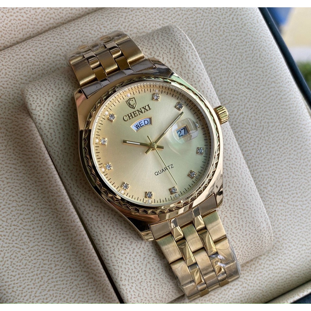 Đồng Hồ Nam Nữ Chenxi Mặt Tròn,dây thép đúc đặc không gỉ-Mặt chống xước, Có lịch thứ và ngày luôn. ( Mã: CX03)