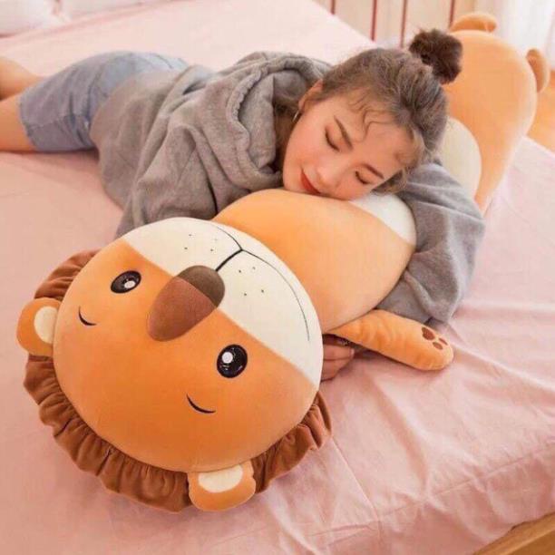 Gấu bông cho bé, Gối ôm hình thú dài 55cm 70cm 90cm 110cm, Mềm Mịn Co Dãn 4 Chiều