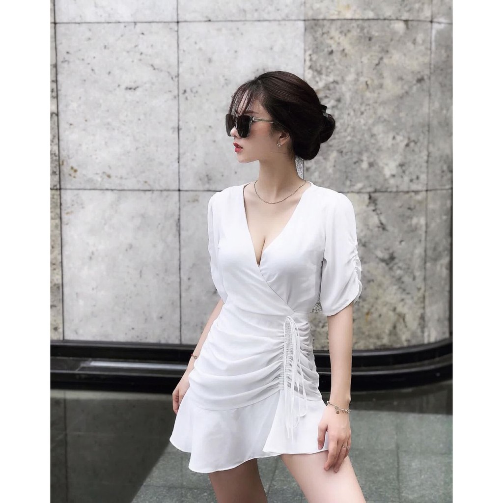 Đầm Thiết Kế Dây Rút Eo Và Tay Mẫu Mới