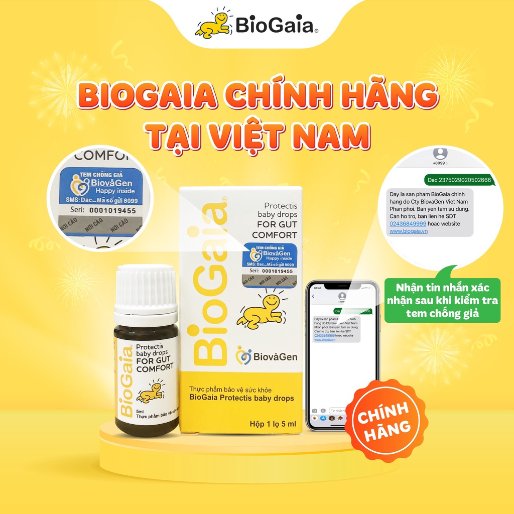 Men vi sinh BioGaia ProTectis Drops Vitamin D3 cải thiện hệ tiêu hóa xuất xứ Thụy Điển dung tích 5ml