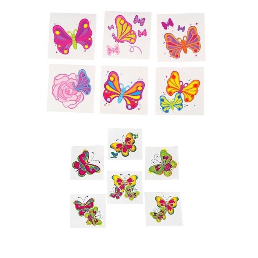 Bộ 12 hình dán Tattoo các mẫu bướm cho bé - TT 05