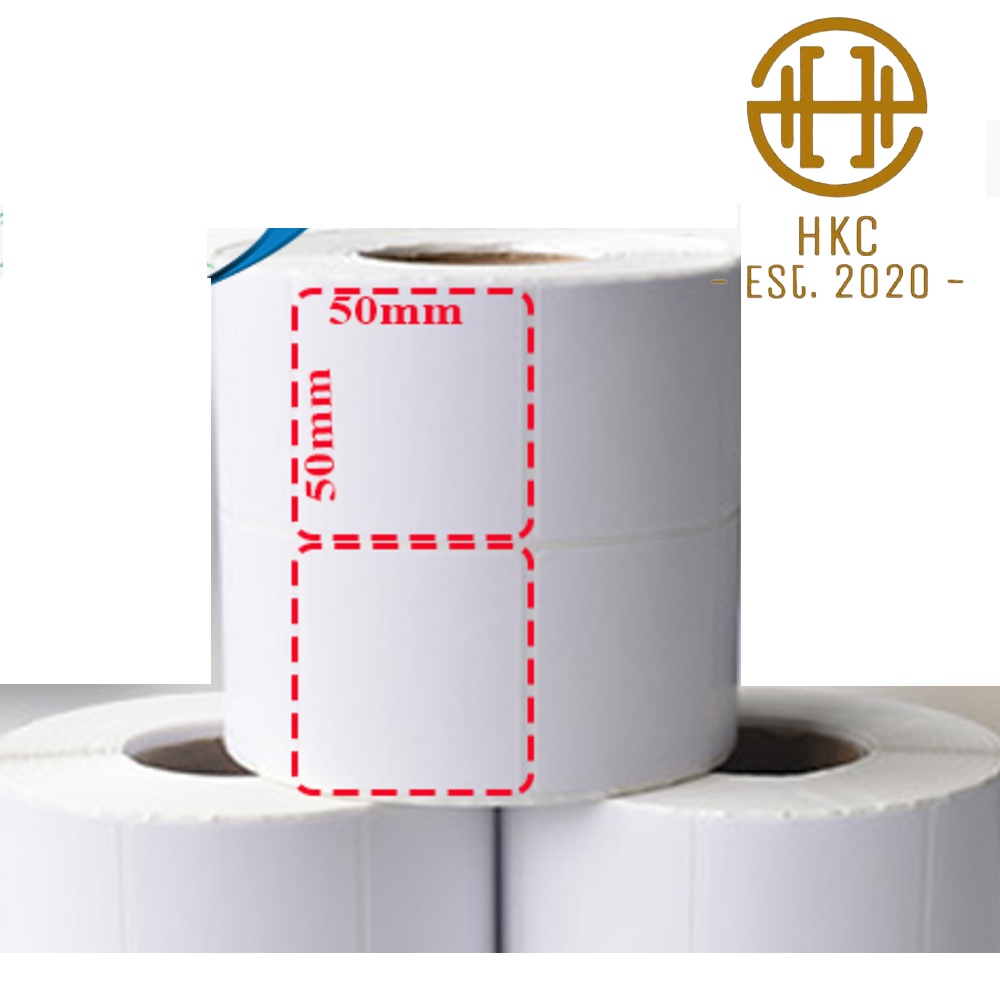 [Rẻ vô địch] [Chính hãng] giấy in tem khổ 50x50 mm, 2 tem/hàng, cuộn 50m, tem in mực