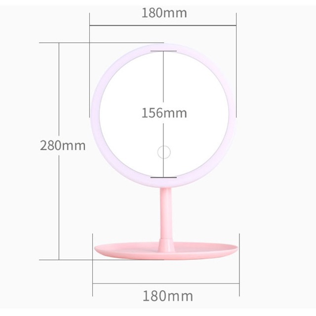 Gương đèn LED để bàn cảm ứng 3 chế độ sáng sử dụng sạc USB phong cách Hàn quốc sang chảnh