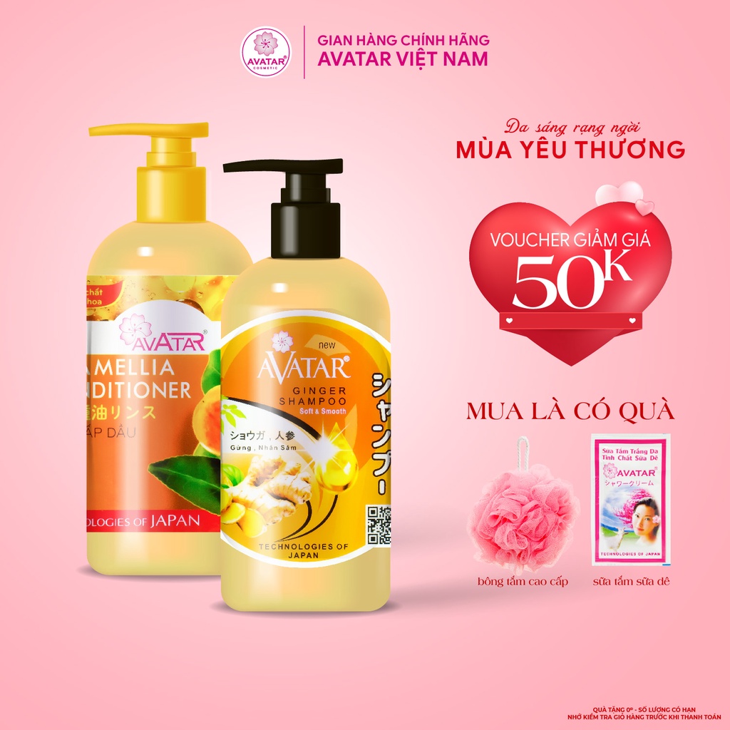 Combo 2 Chai Dầu Gội Gừng Nhân Sâm Và Dầu Xả Tinh Chất Sơn Trà Nuôi Dưỡng Tóc Chắc Khỏe