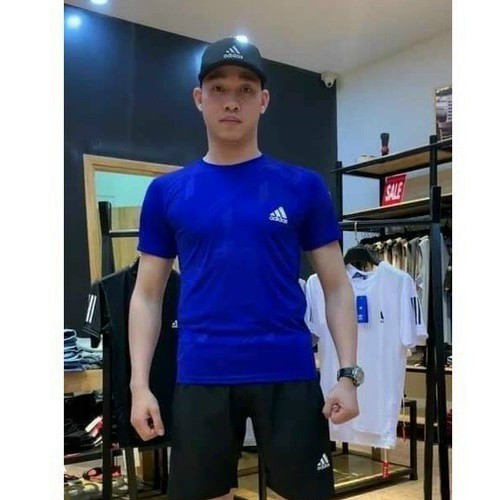 Áo thun thể thao nam tay ngắn cổ tròn, chất thun lạnh co giãn 4 chiều form rộng, mẫu Adidas 5 màu 4 SIZE từ 45 đến 80kg