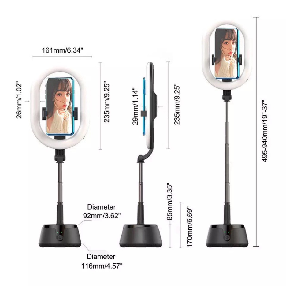 Giá đỡ điện thoại A10. Live Stream tiktok/youtube, video call, chụp ảnh từ xa, trang điểm. 3 chế độ màu led, dài 1m.