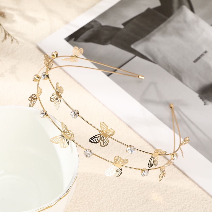 Băng Đô Hợp Kim Hình Bướm Đính Đá Nhiều Lớp Xinh Xắn Cho Nữ