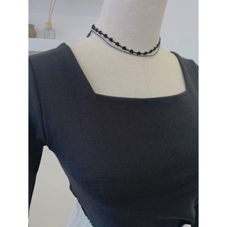 [Mã FATHANG5 giảm 10K đơn 50K] Áo croptop cổ vuông dài tay