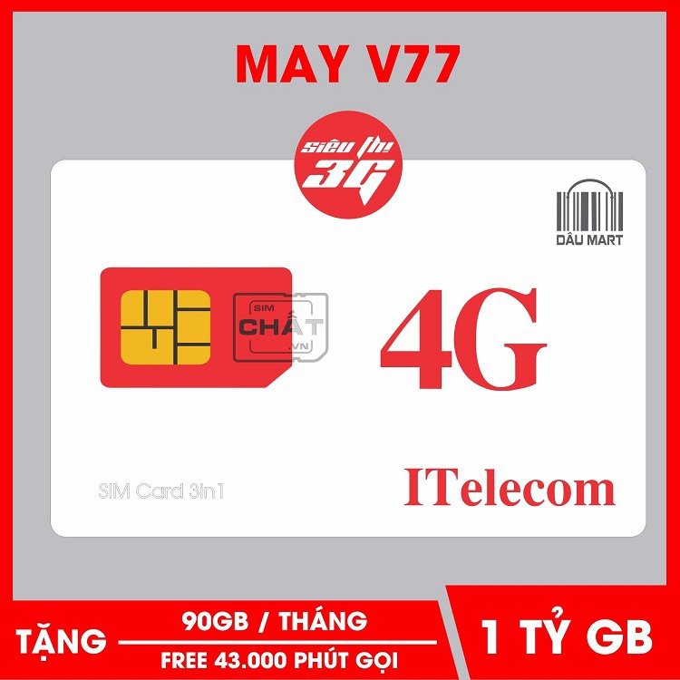 SIM I-TELECOM GÓI CƯỚC MAY TẶNG 90GB/THÁNG CHỈ TỐN PHÍ 77K GỌI VÀ SMS HOÀN TOÀN MIỄN PHÍ