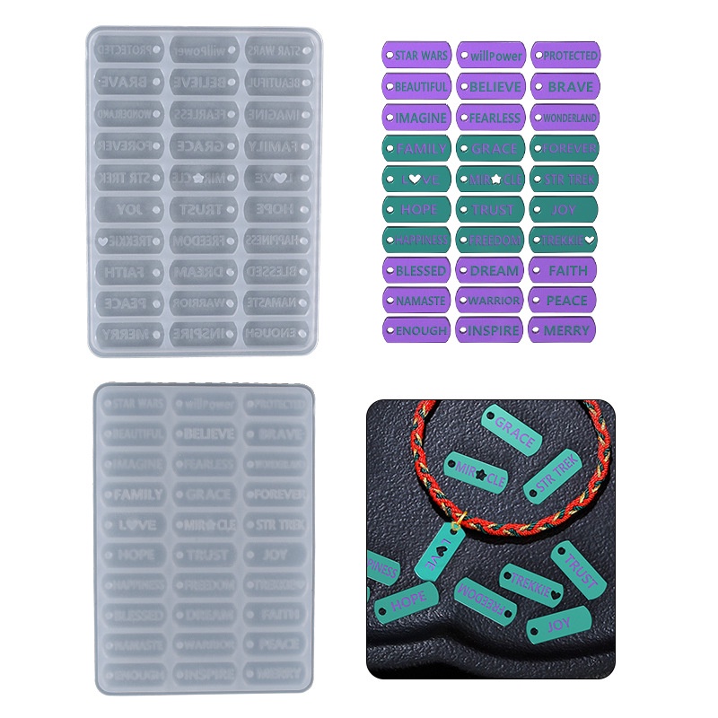 Khuôn Silicon Bảng Thẻ Chữ Tiếng Anh Size Nhỏ Làm Trang Sức