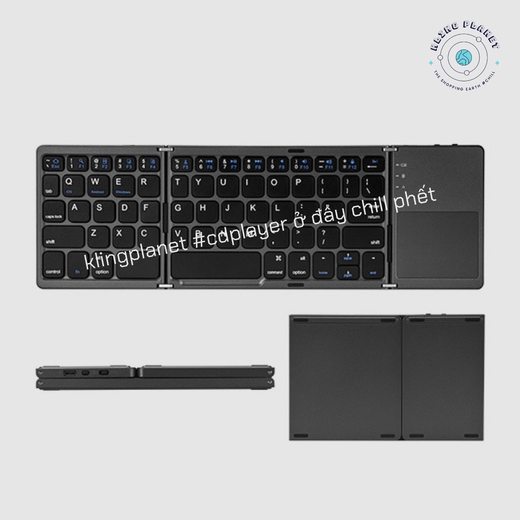 Bàn phím GẤP GỌN 15.2x9.7x1.2cm Sạc pin+ kết nối BLUETOOTH + Chuột cảm ứng dành cho điện thoại, ipad, laptop