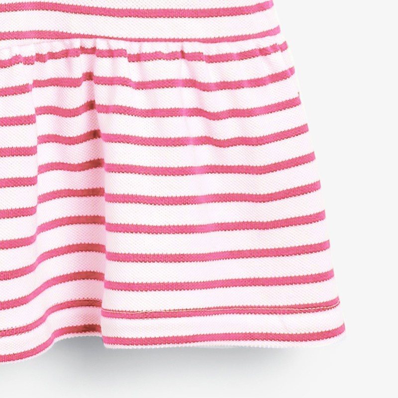 [Hàng chính hãng] Váy cotton bé gái ngắn tay LITTLE MAVEN cổ bẻ kẻ hồng pony cực đẹp