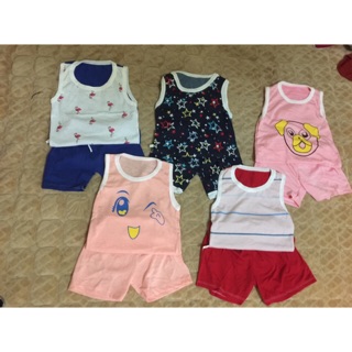 Set 5 bộ quần áo cotton ba lỗ cho bé 8-15kg