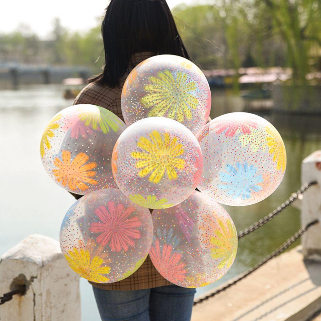 LLOYD Set 10 Bong Bóng Cao Su Latex In Họa Tiết Hoa Kèm Que Gắn Bong Bóng Trang Trí Tiệc Sinh Nhật Cho Bé