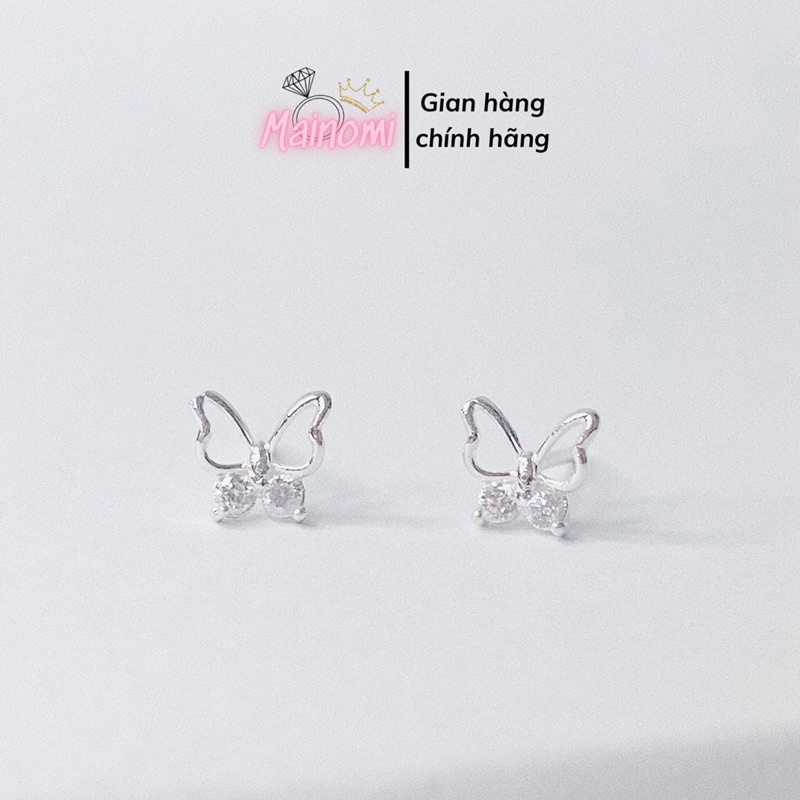 Bông tai hồ điệp đính đá nhỏ nhắn xinh xắn MAINOMI Shop bạc xinh
