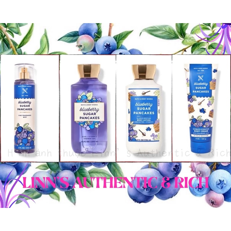 BLUEBERRY SUGAR PANCAKES - Xịt Thơm Body Mist Dưỡng Thể Toàn Thân Bath &amp; Body Works Usa