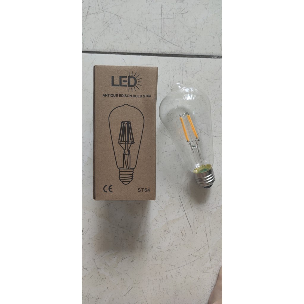 Bóng đèn led edison ST64 vỏ trắng 4W  đui E27 chỉnh dimmer