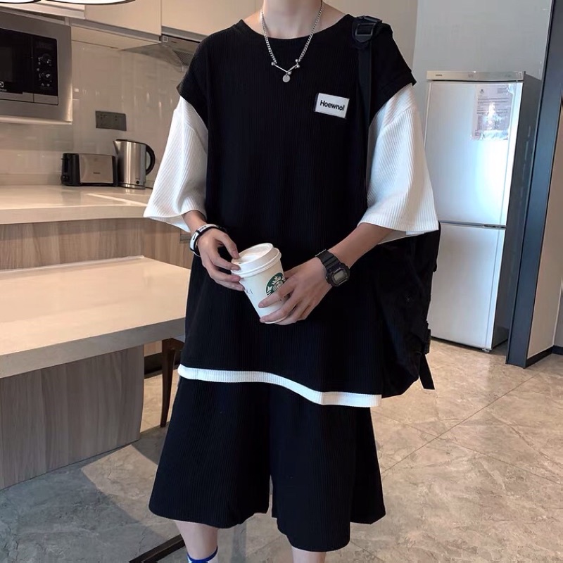 Bộ đồ thể thao Nam quần short +áo thun ngắn tay thời trang mùa hè phong cách Hàn Quốc