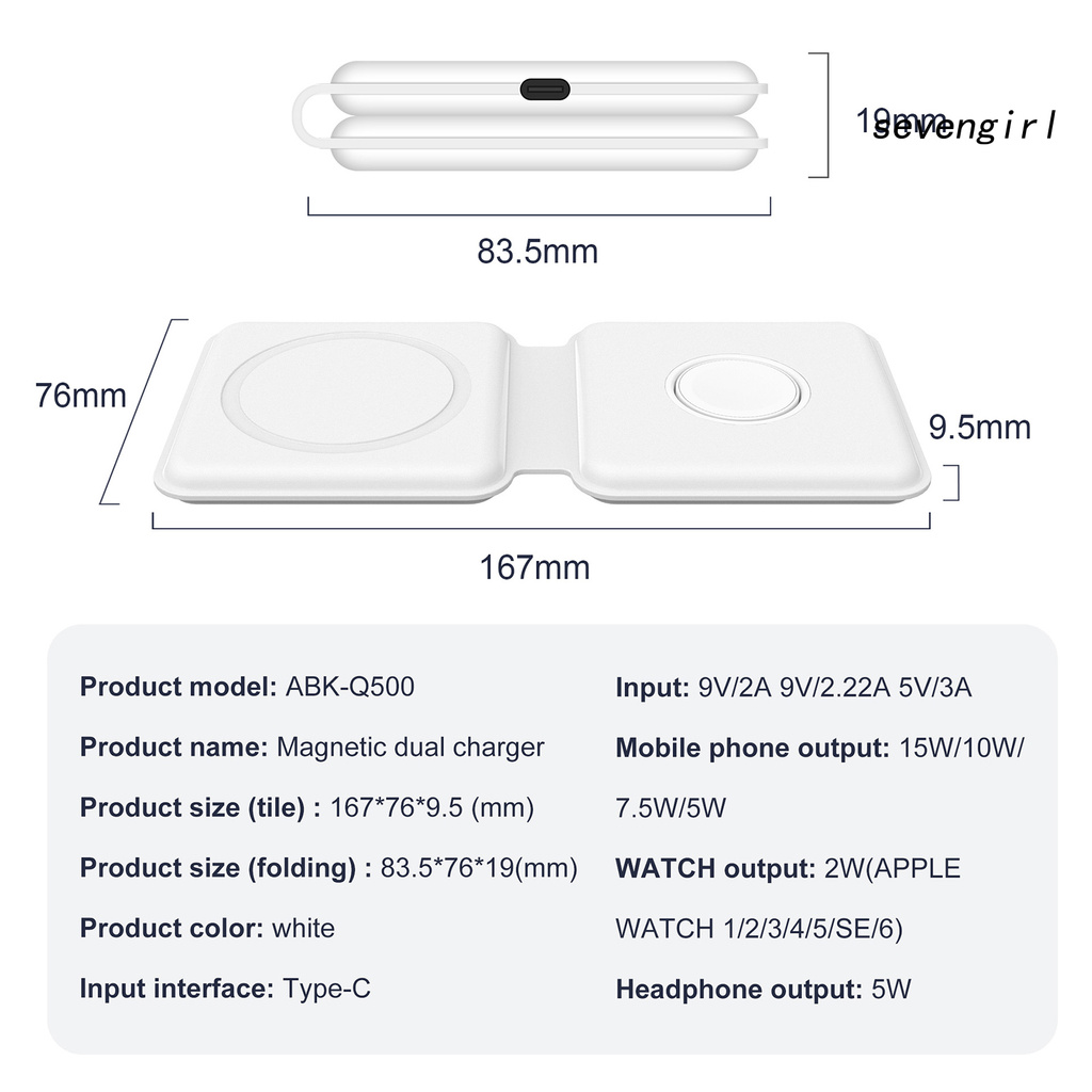 Đế Sạc Nam Châm Không Dây 2 Trong 1 Cho Apple Watch