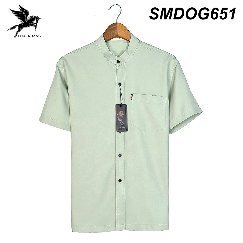Áo sơ mi đũi cổ trụ nam tay ngắn trung niên SIÊU MÁT loại áo sơ mi nam trung niên form rộng cổ lãnh tụ ASMDOG65 | BigBuy360 - bigbuy360.vn