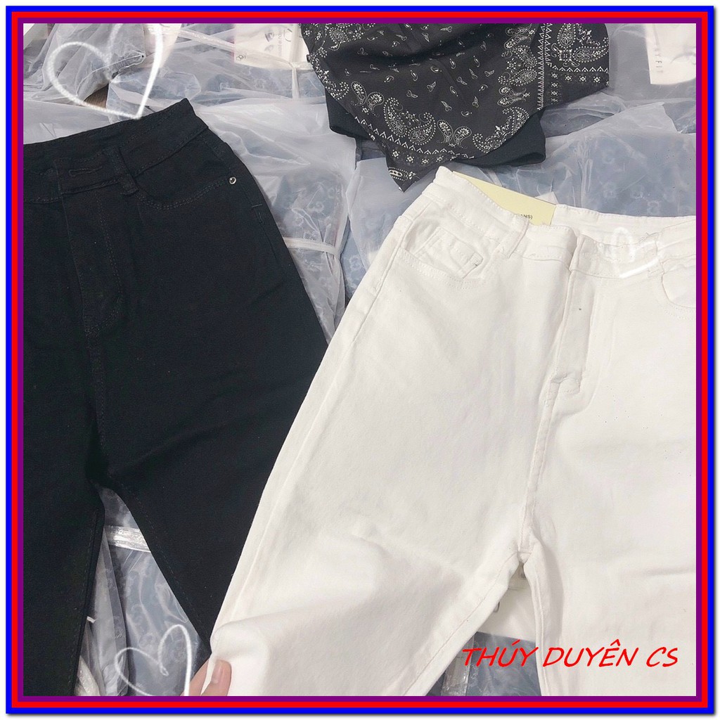 quần jean LỬNG nữ TRƠN MÀU ĐEN - TRẮNG tua lai siêu xinh jean giãn nhẹ -LVV61