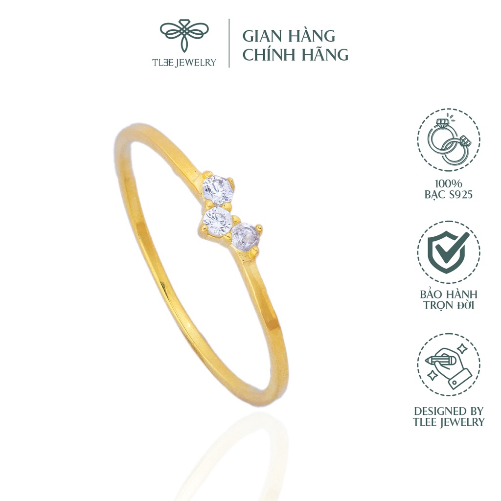 Nhẫn bạc nữ TLEE tiny mảnh mạ vàng 14k cao cấp NCJ A0113