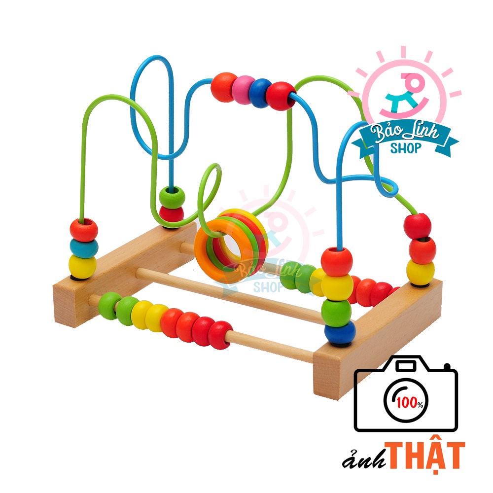Đồ chơi gỗ - Luồn hạt gỗ mê cung cỡ trung - BẢN ĐẸP| Đồ chơi cho bé 1 tuổi