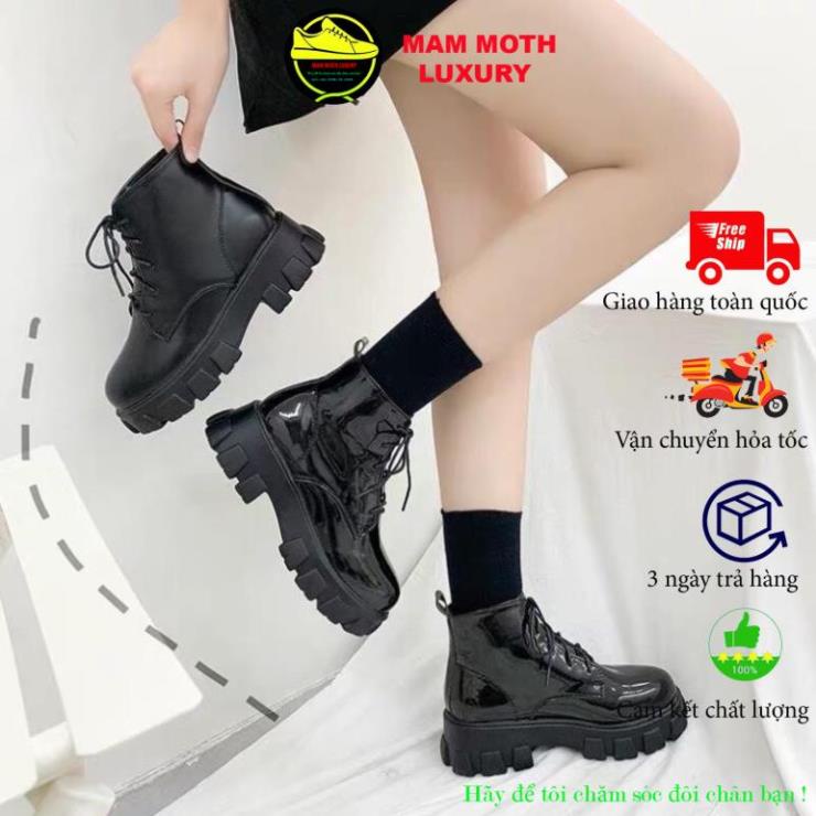 Giày bốt nữ, giày cao cổ nữ thời trang Hàn Quốc  VIDEO THẬT Boot hai màu da đen bóng, mờ siêu hót shop giày MAM MOTH