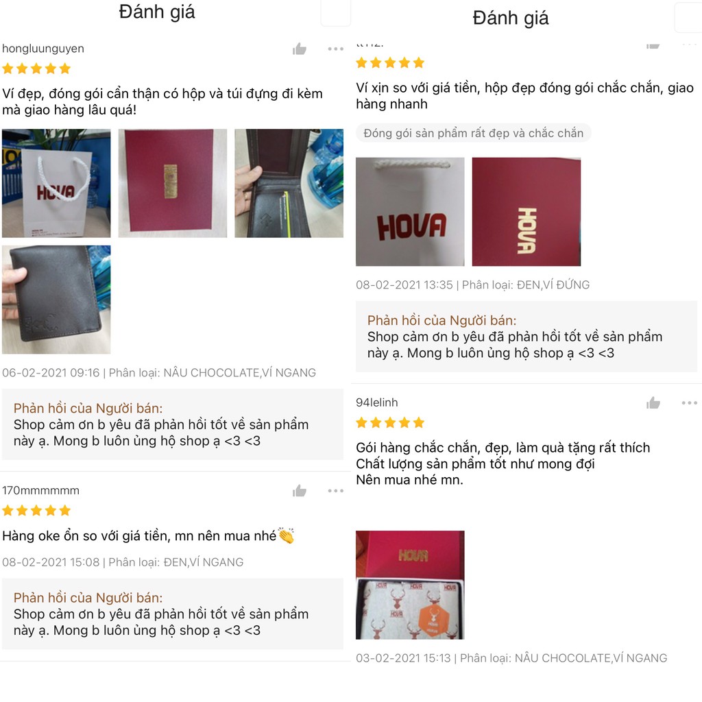 Ví Nam HOVA Da Bò Thật 100%, Đốt Thoải Mái