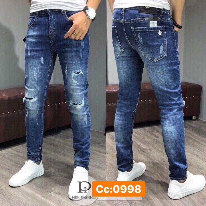 Quần jean nam rách ống nhỏ JN998