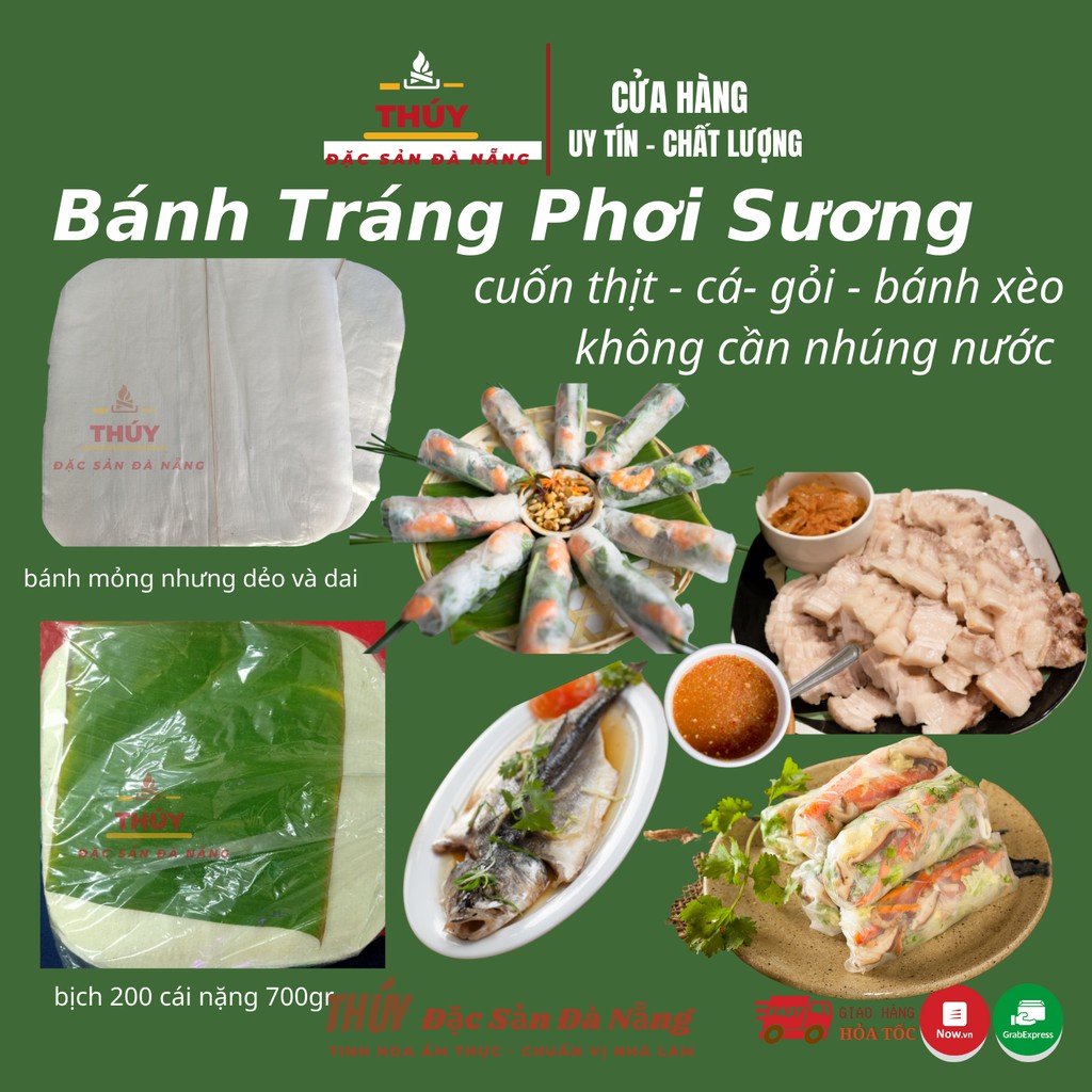 Bánh tráng phơi sương cuốn thịt heo đà nẵng, 200 lá bánh dẻo dai mỏng không cần nhúng nước