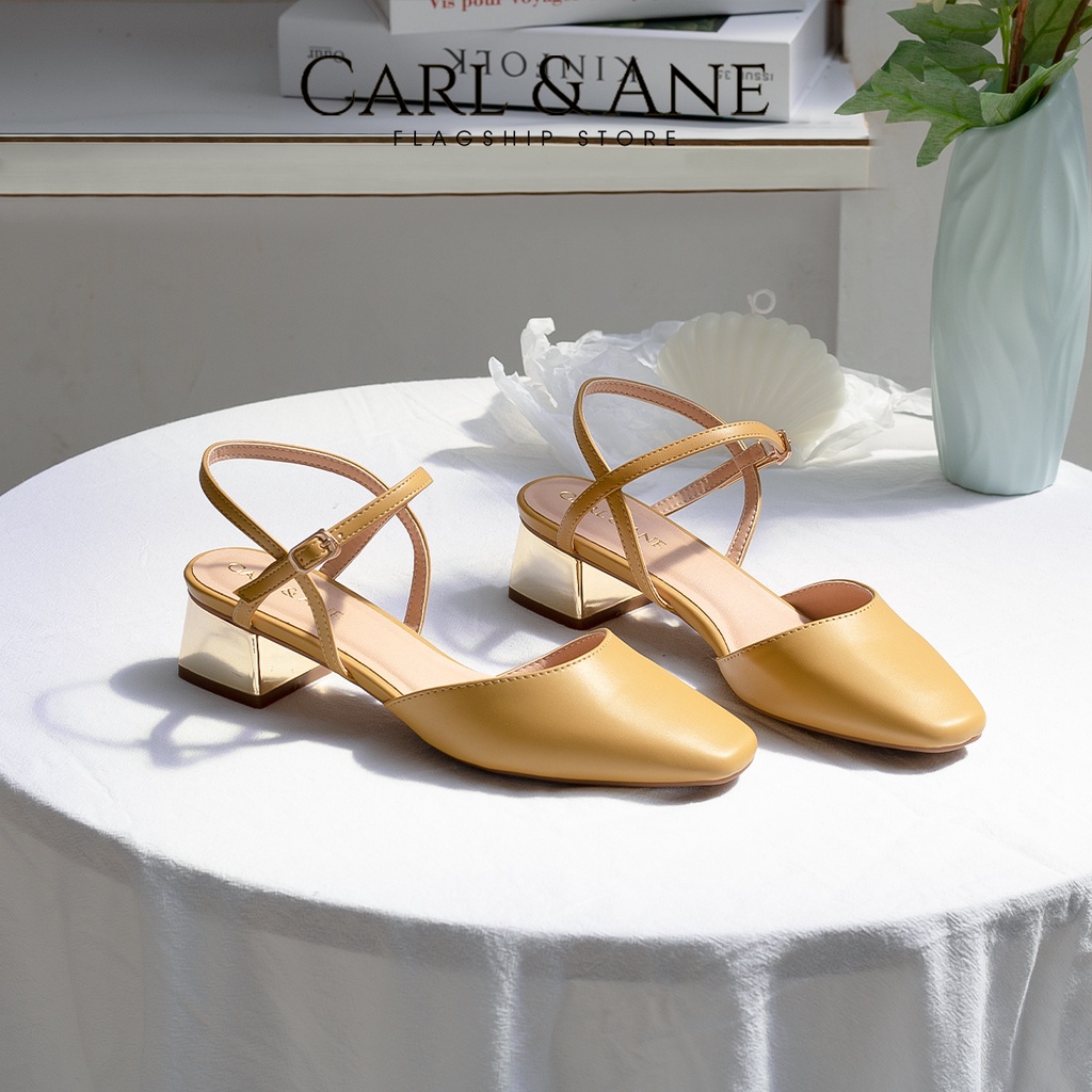 Carl & Ane - Giày cao gót mũi nhọn phối dây quai mảnh thời trang công sở cao 3.5cm màu bò - CL029