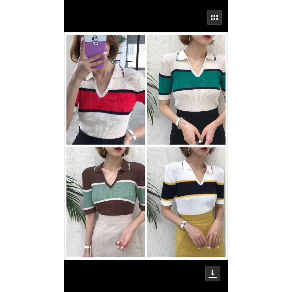 Áo len cổ đức pha ngực hàng Quảng Châu